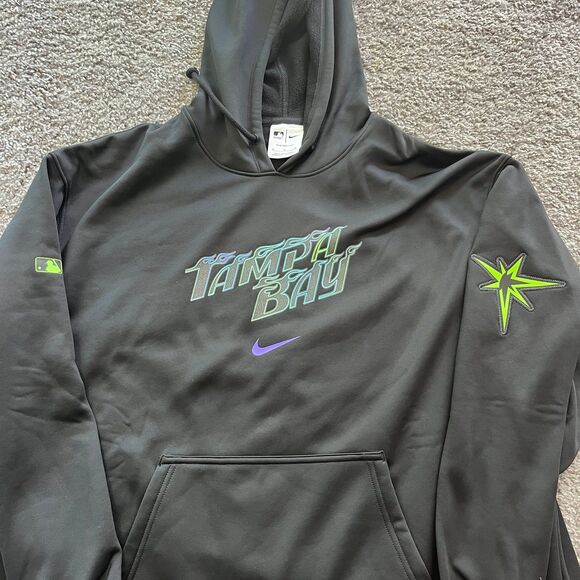 Nike Tampa Bay Rays City Connect Therma Fit Hoodie Black Neon Mens Medium MLB - Picture 2 of 8